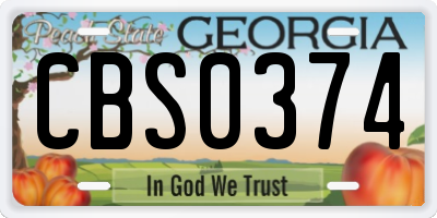GA license plate CBS0374