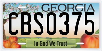 GA license plate CBS0375