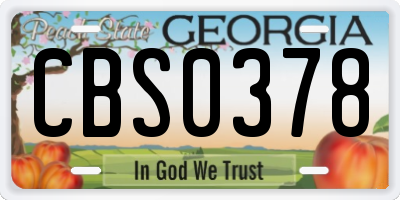 GA license plate CBS0378