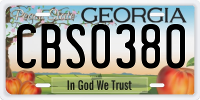 GA license plate CBS0380