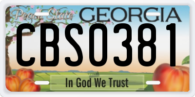 GA license plate CBS0381