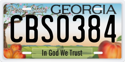 GA license plate CBS0384