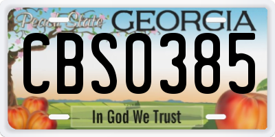 GA license plate CBS0385