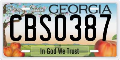 GA license plate CBS0387