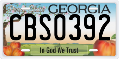 GA license plate CBS0392