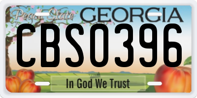 GA license plate CBS0396