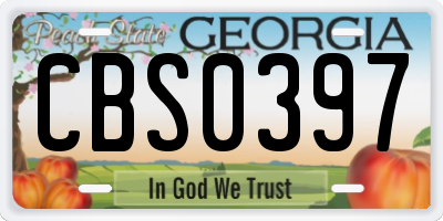 GA license plate CBS0397