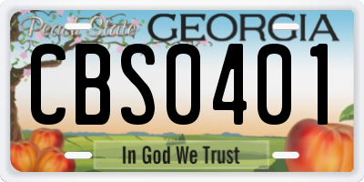 GA license plate CBS0401