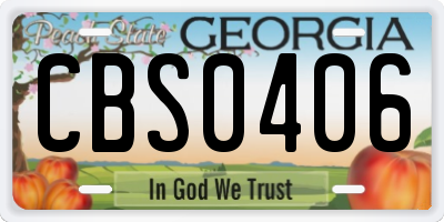 GA license plate CBS0406