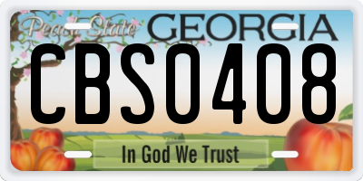 GA license plate CBS0408