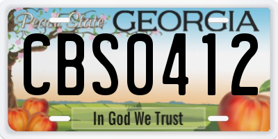 GA license plate CBS0412