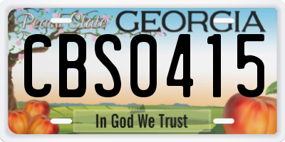 GA license plate CBS0415