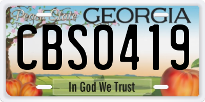 GA license plate CBS0419