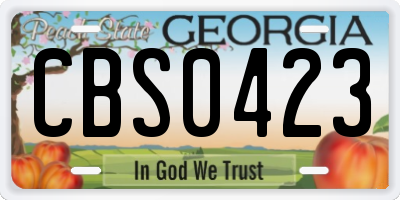 GA license plate CBS0423