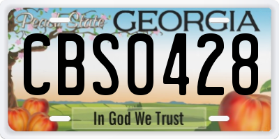 GA license plate CBS0428