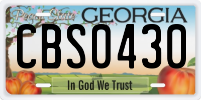 GA license plate CBS0430
