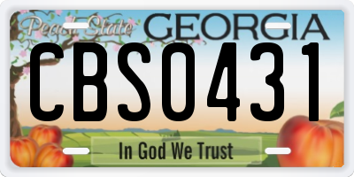 GA license plate CBS0431