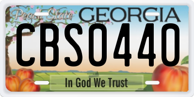 GA license plate CBS0440