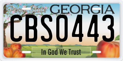 GA license plate CBS0443