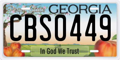 GA license plate CBS0449