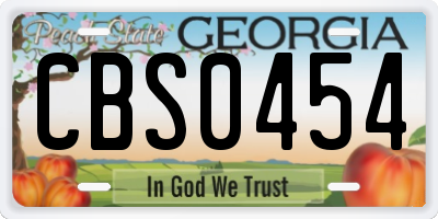 GA license plate CBS0454