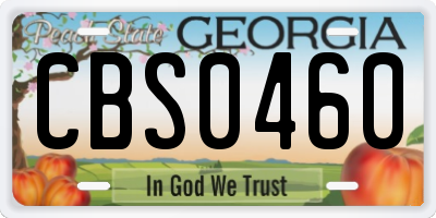 GA license plate CBS0460
