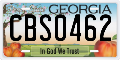 GA license plate CBS0462