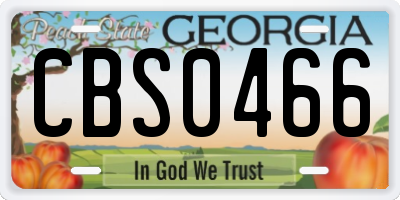 GA license plate CBS0466