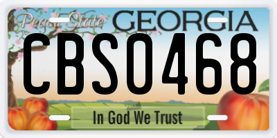 GA license plate CBS0468