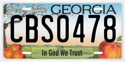 GA license plate CBS0478
