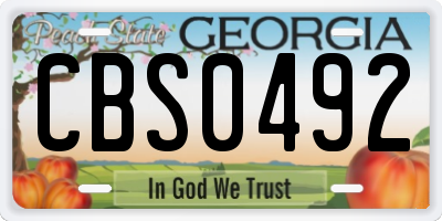 GA license plate CBS0492