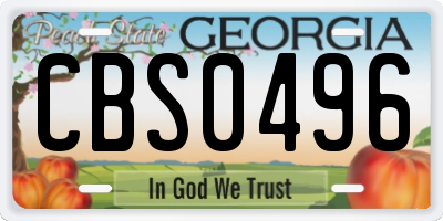 GA license plate CBS0496