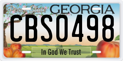 GA license plate CBS0498