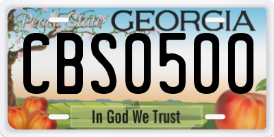GA license plate CBS0500