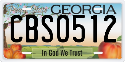 GA license plate CBS0512