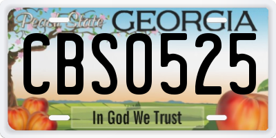 GA license plate CBS0525