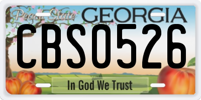 GA license plate CBS0526
