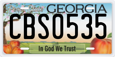 GA license plate CBS0535