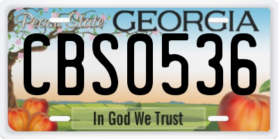 GA license plate CBS0536