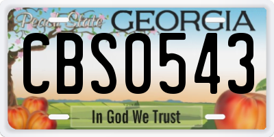 GA license plate CBS0543