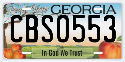 GA license plate CBS0553