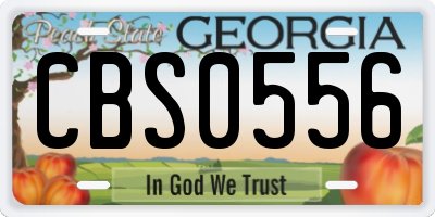 GA license plate CBS0556