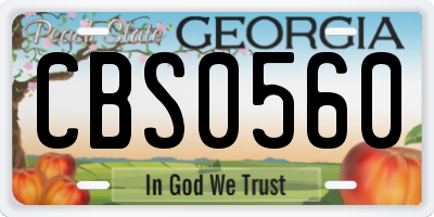 GA license plate CBS0560