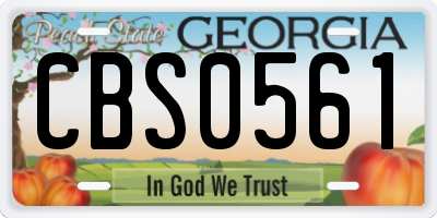GA license plate CBS0561