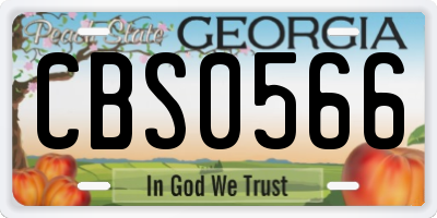 GA license plate CBS0566