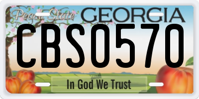 GA license plate CBS0570