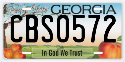 GA license plate CBS0572