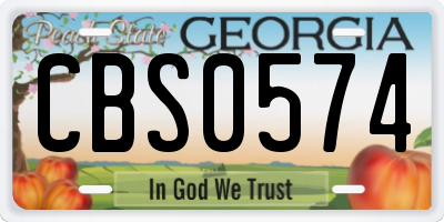 GA license plate CBS0574