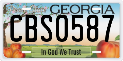 GA license plate CBS0587