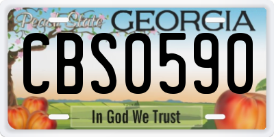 GA license plate CBS0590